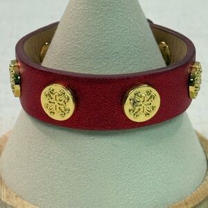 New Rustic Cuff Red Metallic Genuine Leather Bracelet